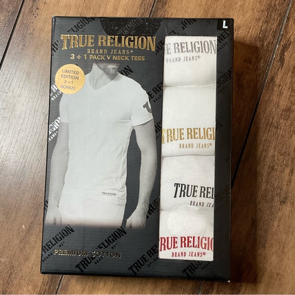 True Religion - 3+1 Pack V Neck Tees - Picture 1 of 6